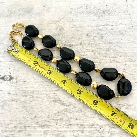 Liz Claiborne black and gold tone beaded necklace - Picture 3 of 10